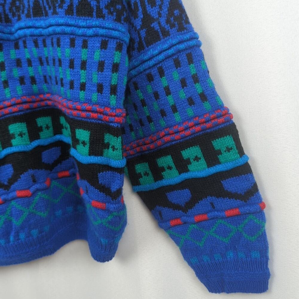 Concrete Mix Sweater Mens Size L Vintage Crew Neck Knit Pullover Blue Green Red - Picture 6 of 14